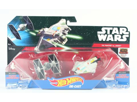 STAR WARS starships REBEL GHOST vs TIE FIGHTER hot wheels toy 2 pack - NEW!